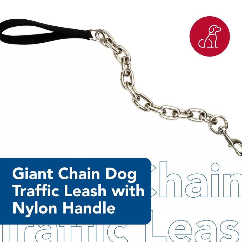 Coastal Pet - Giant Chain Dog Traffic Leash with Nylon Handle, Black, 1" x 30" - Image 2